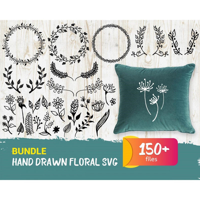 150+ Hand drawn floral illustrations svg bundle