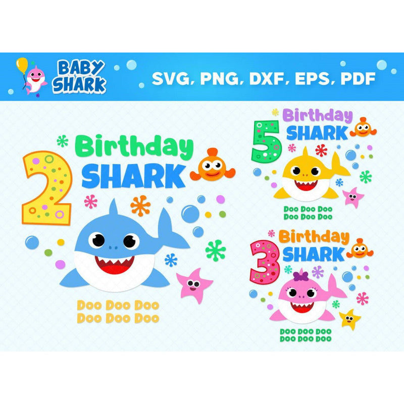 10+ Birthday shark svg bundle