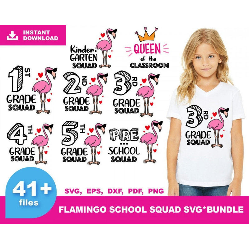 41+ Flamingo school squad svg bundle