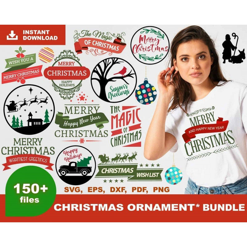 150+ Christmas ornament svg bundle