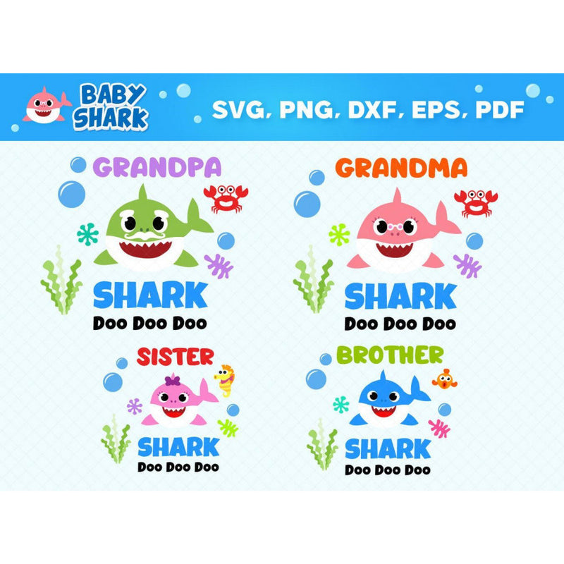 12+ Shark family fun svg bundle