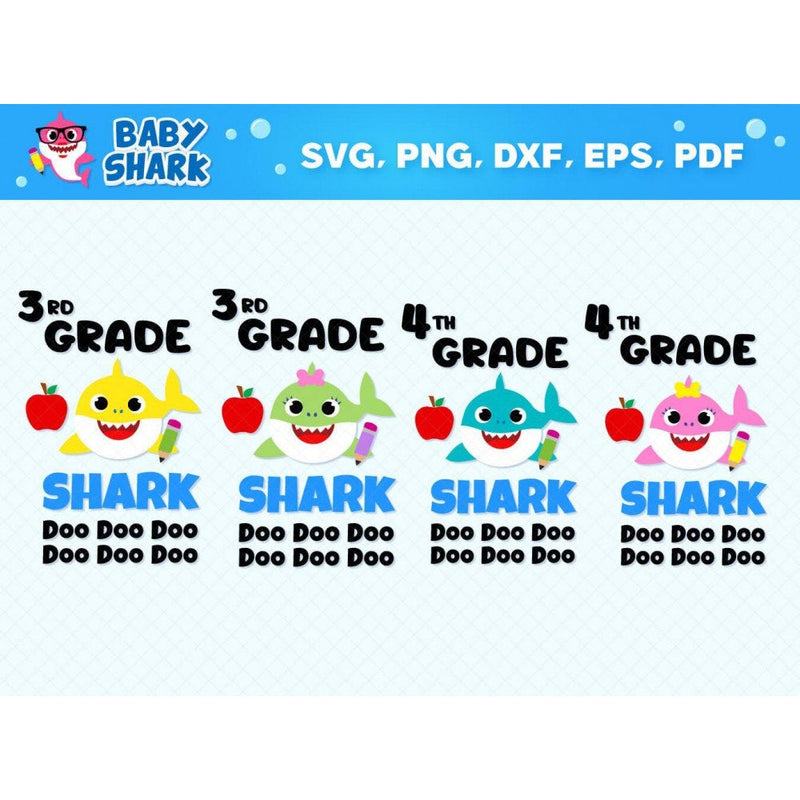 14+ Baby shark school svg bundle
